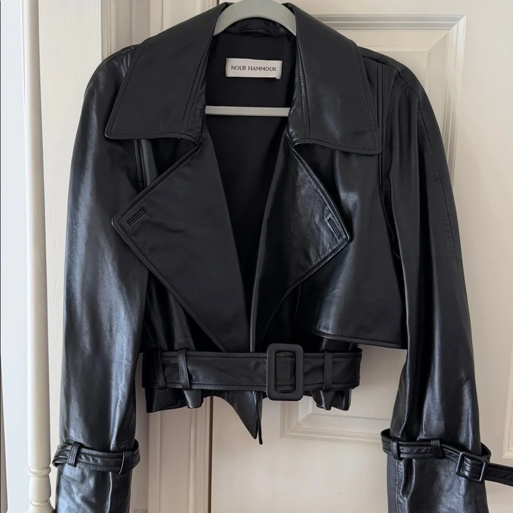 Nour Hammour Black Leather Jacket - Picture 1 of 10